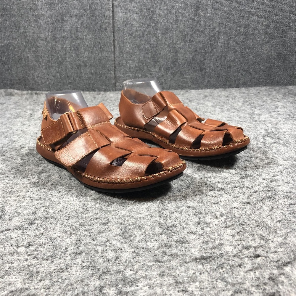 Pikolinos Sandals Mens Size 9.5-10 Brown Leather Fisherman Hook & Loop Comfort